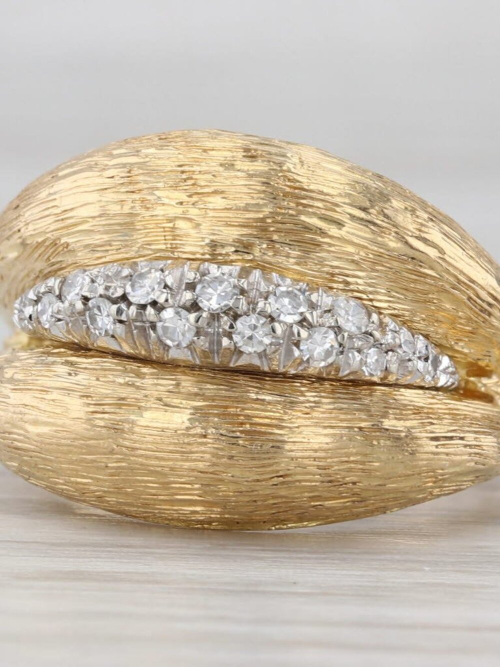 0.14ctw Diamond Ring 18k Yellow Gold Size 4.75 Etched Finish